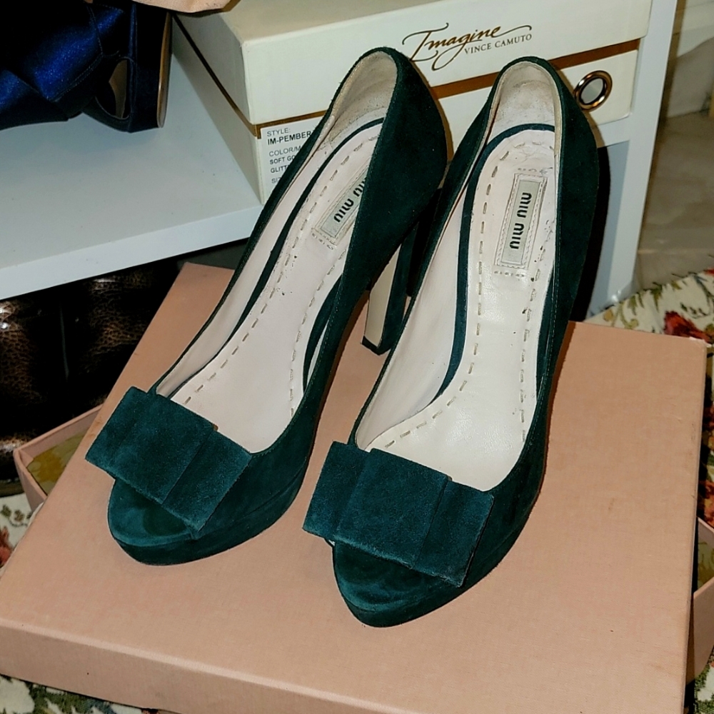 Miu miu green suede heels 39.5